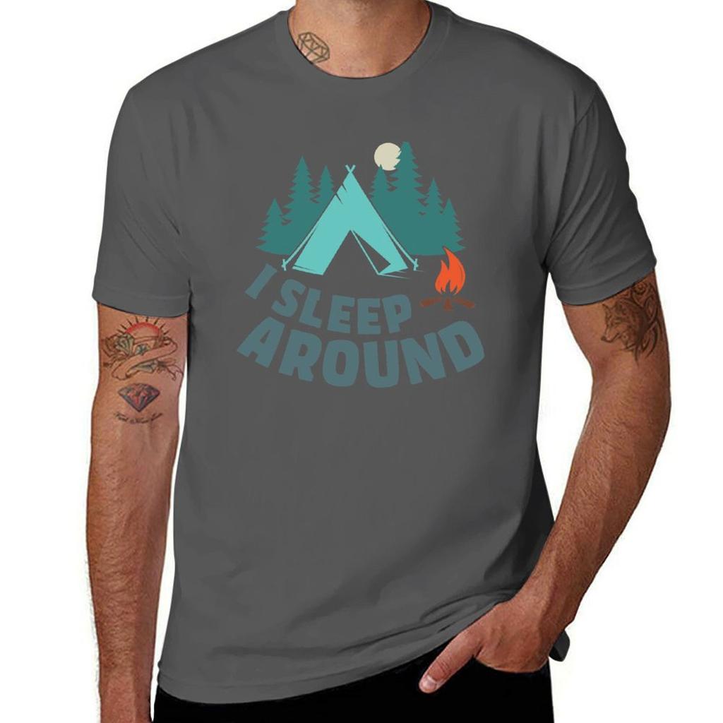 I Sleep Around Camper Humor Tshirt Fashion Casual Short Sleeve Tshirt