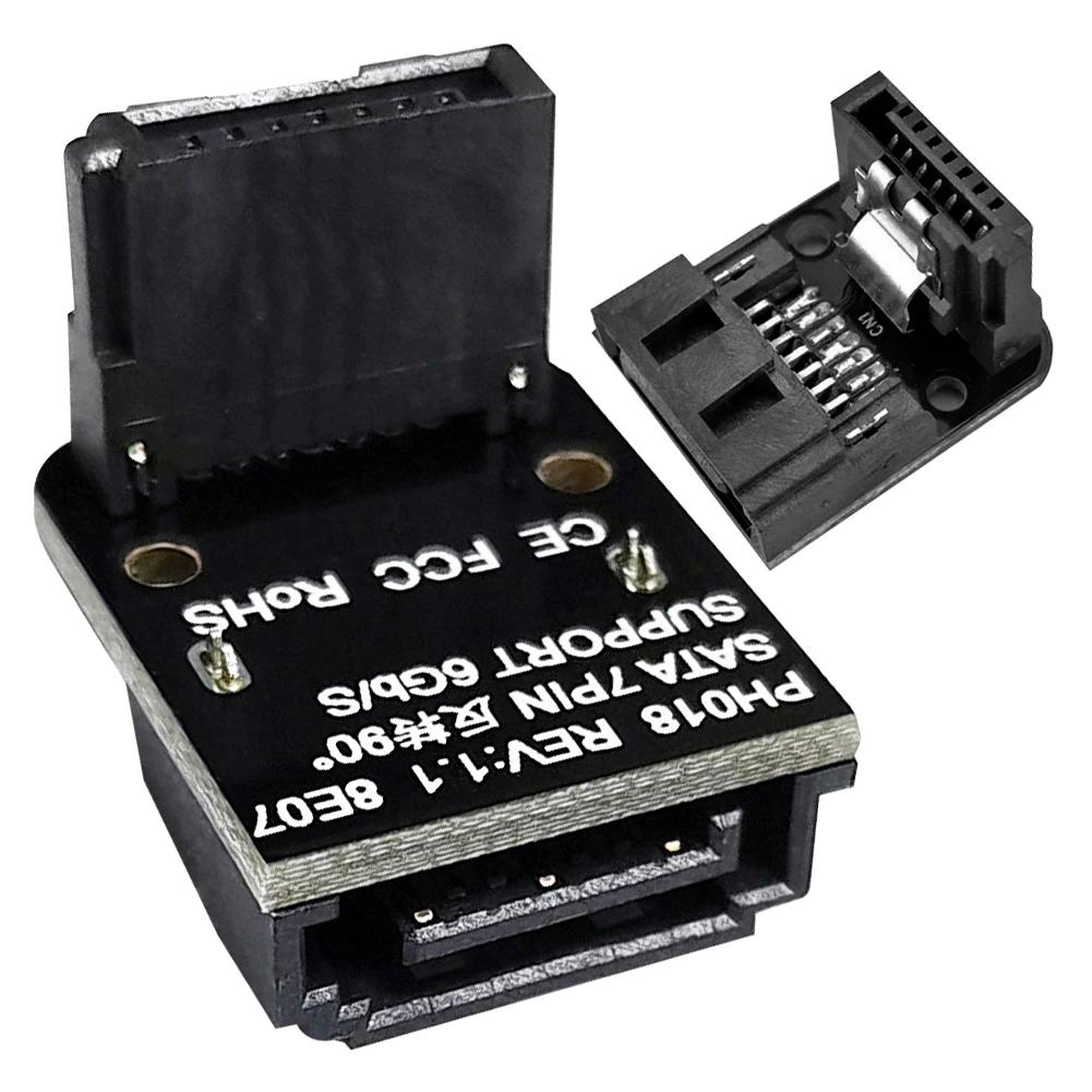 Адаптер SATA 7Pin (мама) к 7pin (папа) с угловым разъемом 90 градусов, 6 Гбит/с, верхний/нижний, для настольных ПК, SSD, HDD
