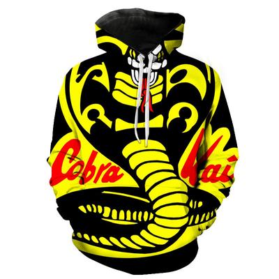 Новые поступления Cobra Kai 3D Printed Casual Hoodies Mens Весна Осень Модные пуловеры с капюшоном Толстовки Уличная одежда Топы
