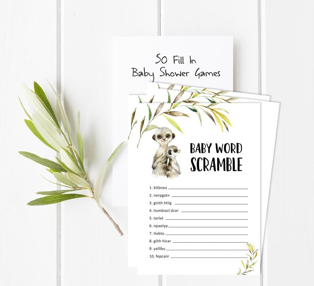 Inkdotpot Игровой набор Baby Shower из 50 игр BabyA AlphabetA ABCA Игра Meerkat Baby Gender Neutral Party