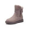 Ladies Shoes 2024 Hot Sale Side Zip Women's Boots Winter Round Toe Suede Solid Short Barrel Flat Fashion Boots Zapatos De Mujer
