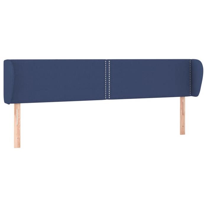 Tête de lit - Tête de lit avec oreilles - Bleu - 183x23x78/88 cm - Tissu respirant et pieds en bois