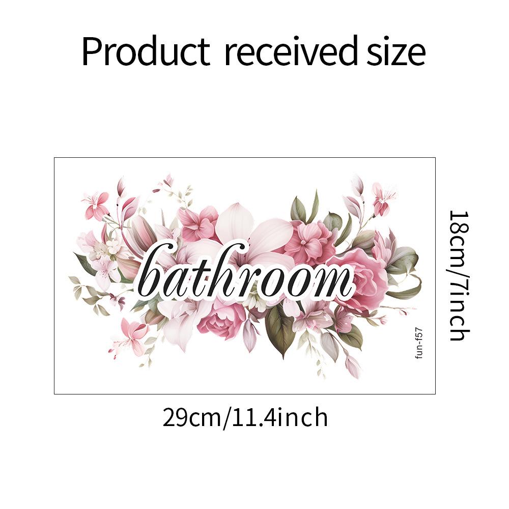 Romantic Flowers English Slogan Bathroom Bathroom Door Stickers Beautify Decorative Wall Stickers Self-adhesive