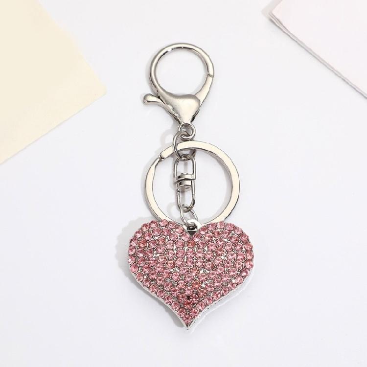 Stylish Heart Keychain Rhinestones Highlighted Charm Corrosion Resistant Key Chain for Keys or Bag Decoration