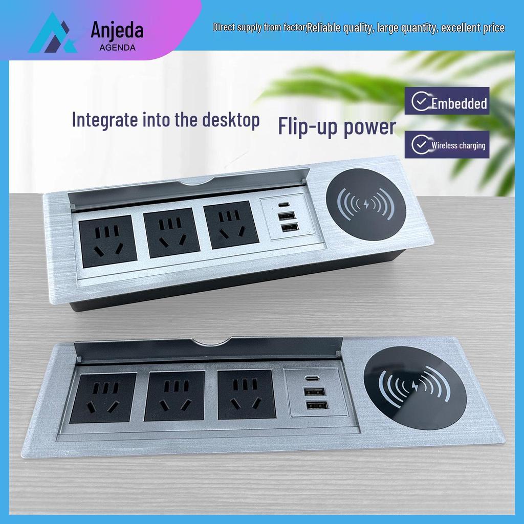 Офисный стол с откидной столешницей, встроенным беспроводным зарядным устройством и сетевым фильтром