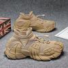 Men's 2025 New Fashion Trend Casual Shoes Lace-up Middle Help Comfortable Breathable Mesh Fly-woven Socks Shoes