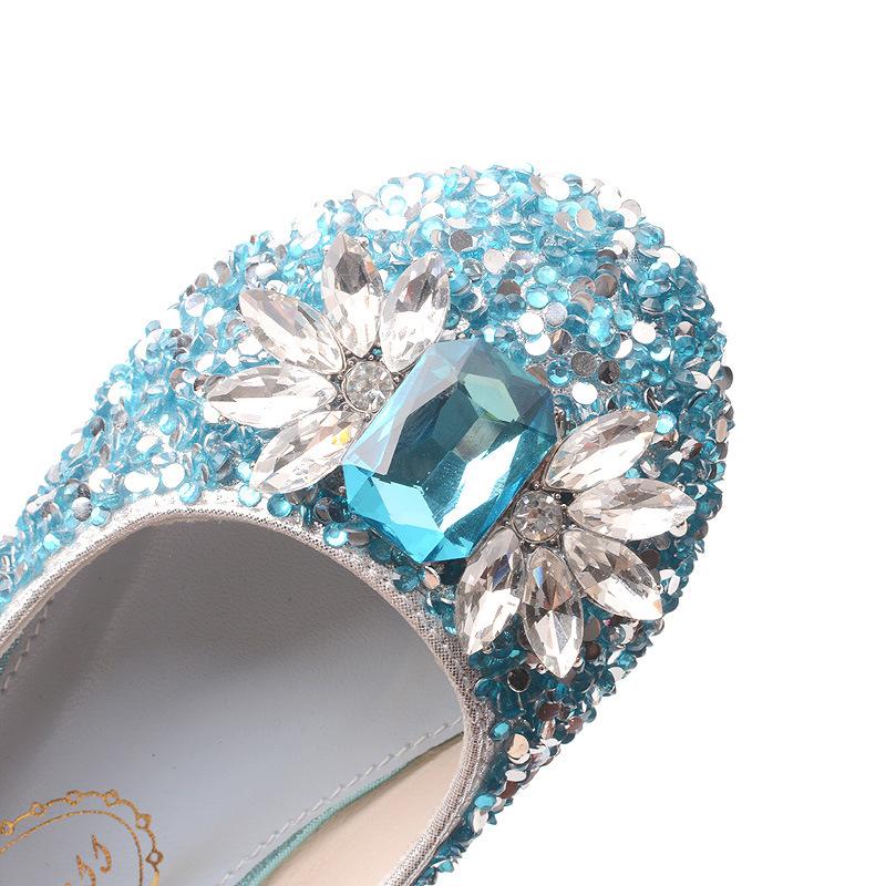 Children's Crystal Princess Shoes New Spring and Autumn Elsa Little Girl's Single Shoes Baby Girls' Leather Shoes