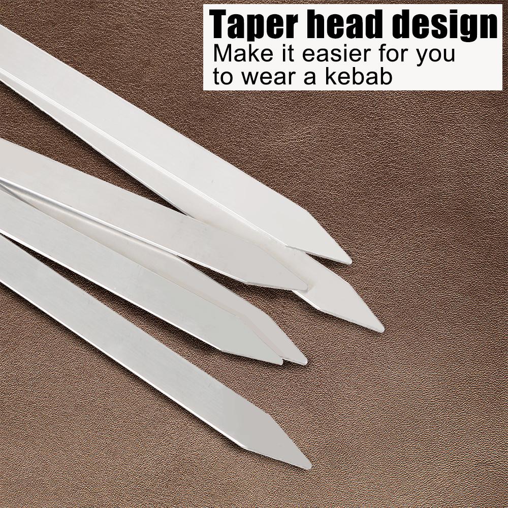 6 шт. Шампуры из нержавеющей стали Плоские Палочки для барбекю Металлические Шампуры для кебаба с Деревянной Ручкой Инструменты для уличного гриля Аксессуары для барбекю
