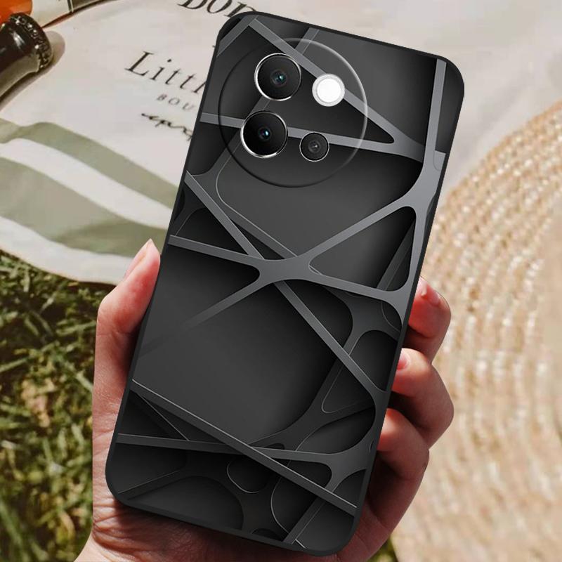 Чехол для VIVO V40 Lite 5G Мягкая силиконовая накладка Черный бампер ТПУ Для чехлов на телефон Vivo V40 Lite 5G V40Lite Ударопрочные задние крышки