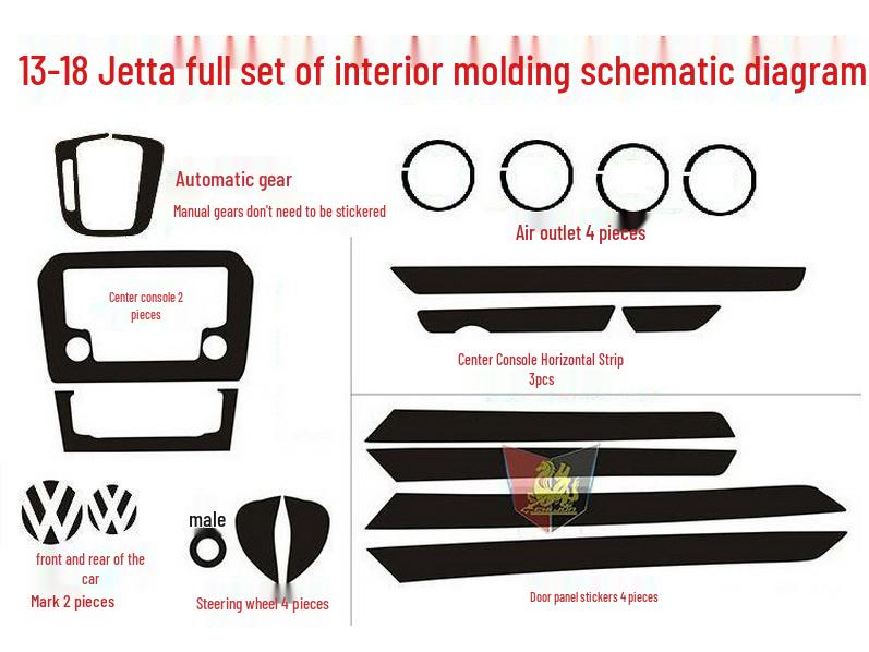 Applicable Carbon Fiber Gear Console Sticker for 2013-2019 Volkswagen Jetta Interior Modification.
