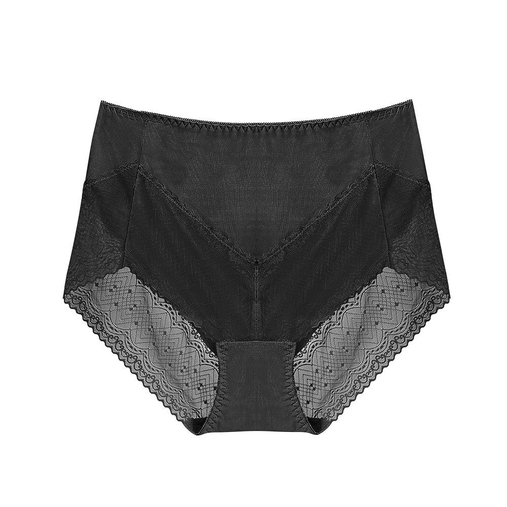 No Trace Breathable Panties High Waisted Lace Patchwork Women's Underwear Cinching Lifting Hip Shaping Body Solid Color Pure Cotton PANTIES