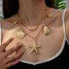 Exaggerated Hippocampus Starfish Shell Pendant Choker Necklace For Women Girls Vacation Necklace Jewelry Accessories