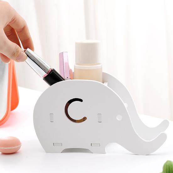 Wooden Elephant Whale Pen Pencil Holder Home Desktop Stationary Makeup Organizer