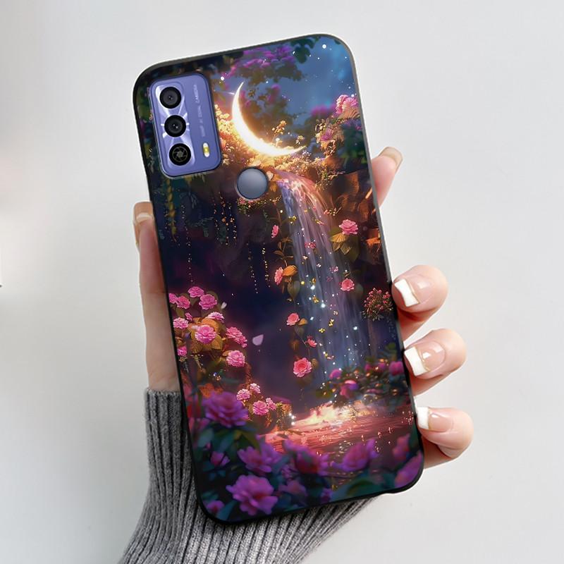 New Design Case For TCL 20B (6159K) Fashionable Black Love Pattern Shockproof Protective Cover Soft Silicone Black Case
