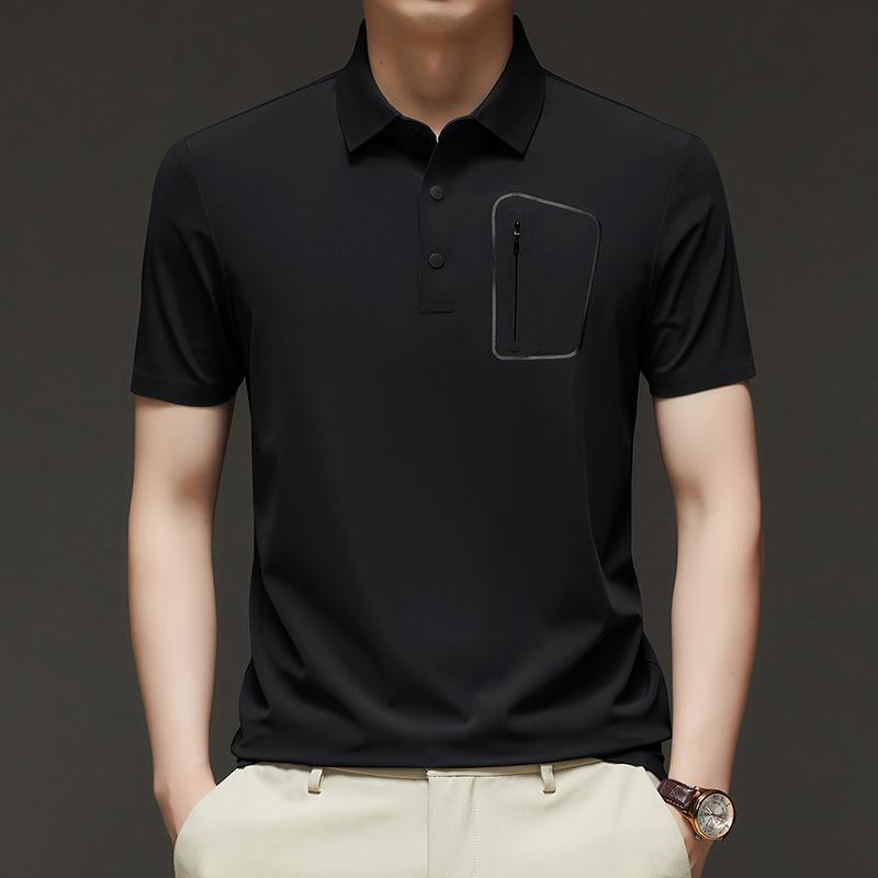 Мужская модная брендовая футболка с коротким рукавом, фирменная футболка с карманом и лацканами, рубашка поло в стиле знаменитостей из Интернета, облегающая футболка с коротким рукавом