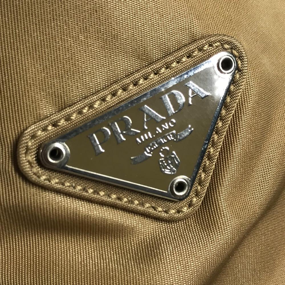 Prada B9223 треугольный логотип Вертикальная сумка-тоут Сумка через плечо Нейлон Бежевый