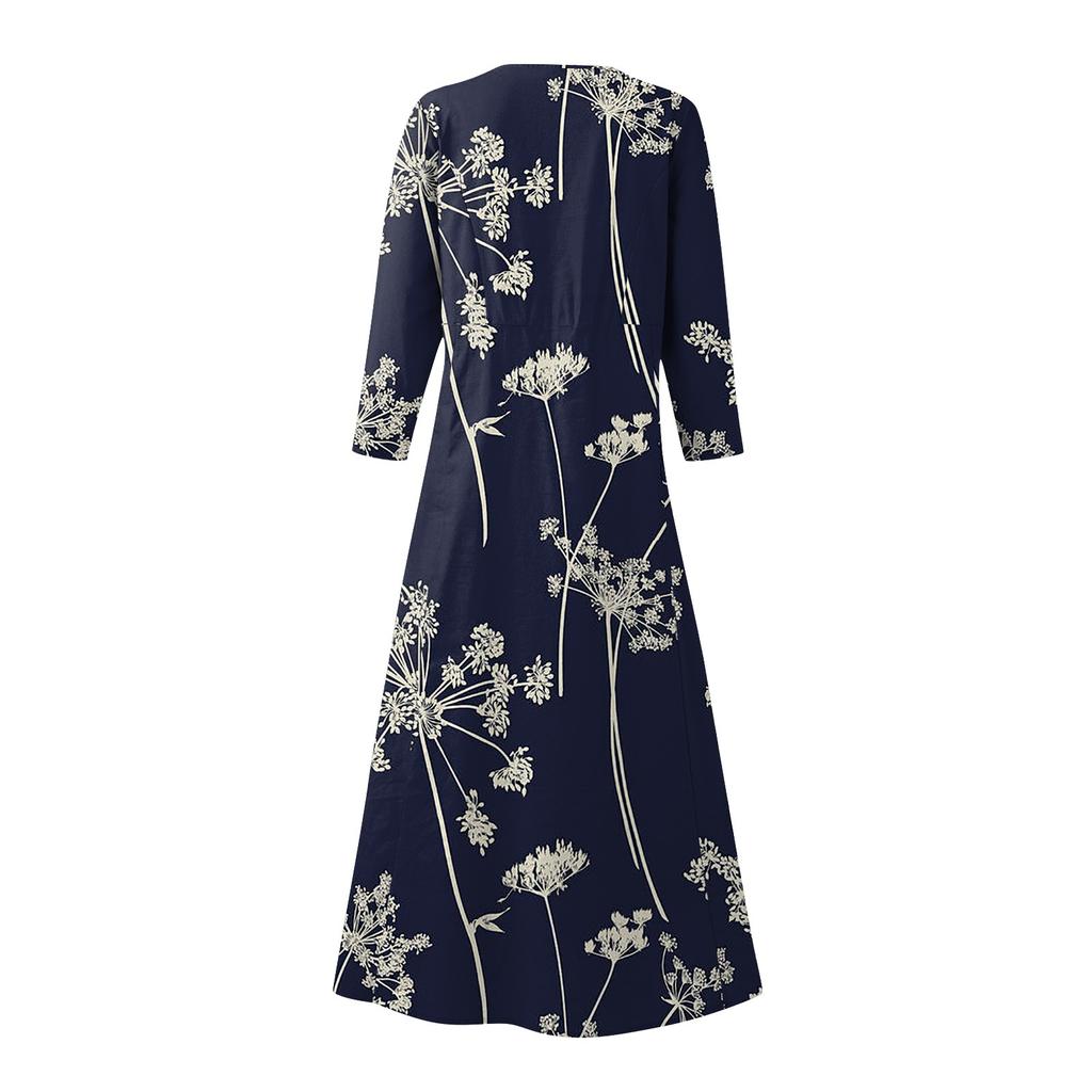 Женское повседневное платье с карманом и рукавами три четверти с цветочным принтом