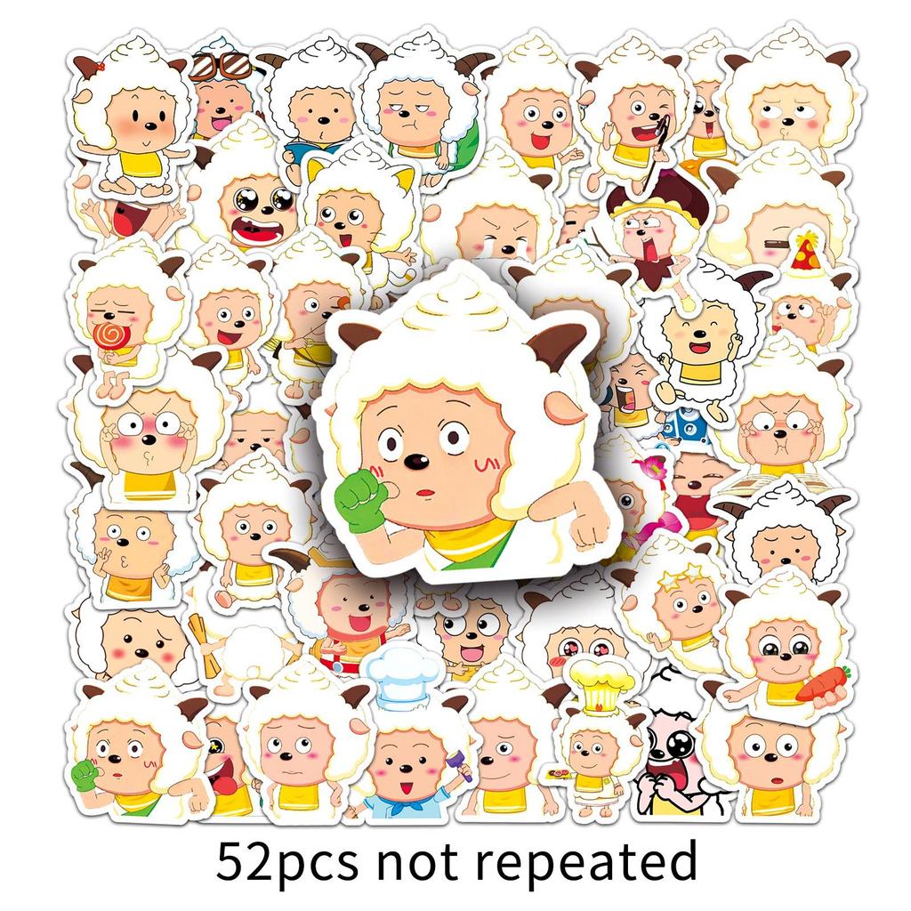 52 Pictures of Lazy Sheep Personality Cartoon Cute Characters Decorate Water Cup Mobile Phone Case Computer Graffiti Stickers
