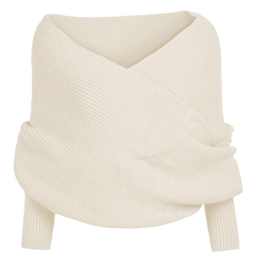 Женский Повседневный Однотонный Шарф с Рукавами Вязаный Крючком Длинный Мягкий Зимний Согревающий Шарф Многофункциональный Шаль