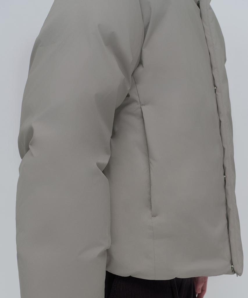 Musinsa Standard Minimal Hooded Down Short Padded Jacket [Grayish Beige]