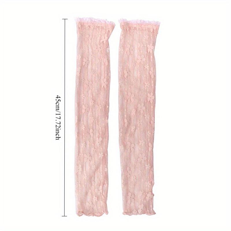 Summer Long Fingerless Gloves Women Sun Protection Sleeves Gloves Lady Thin Lace Mesh Arm Sleeve Sunscreen Uv Breathable Mittens