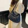 2025 Niche Fashion Underarm Cotton Clothes Single Shoulder Messenger Bag Plaid Bag Cloud Puff Pleated Women's Bag