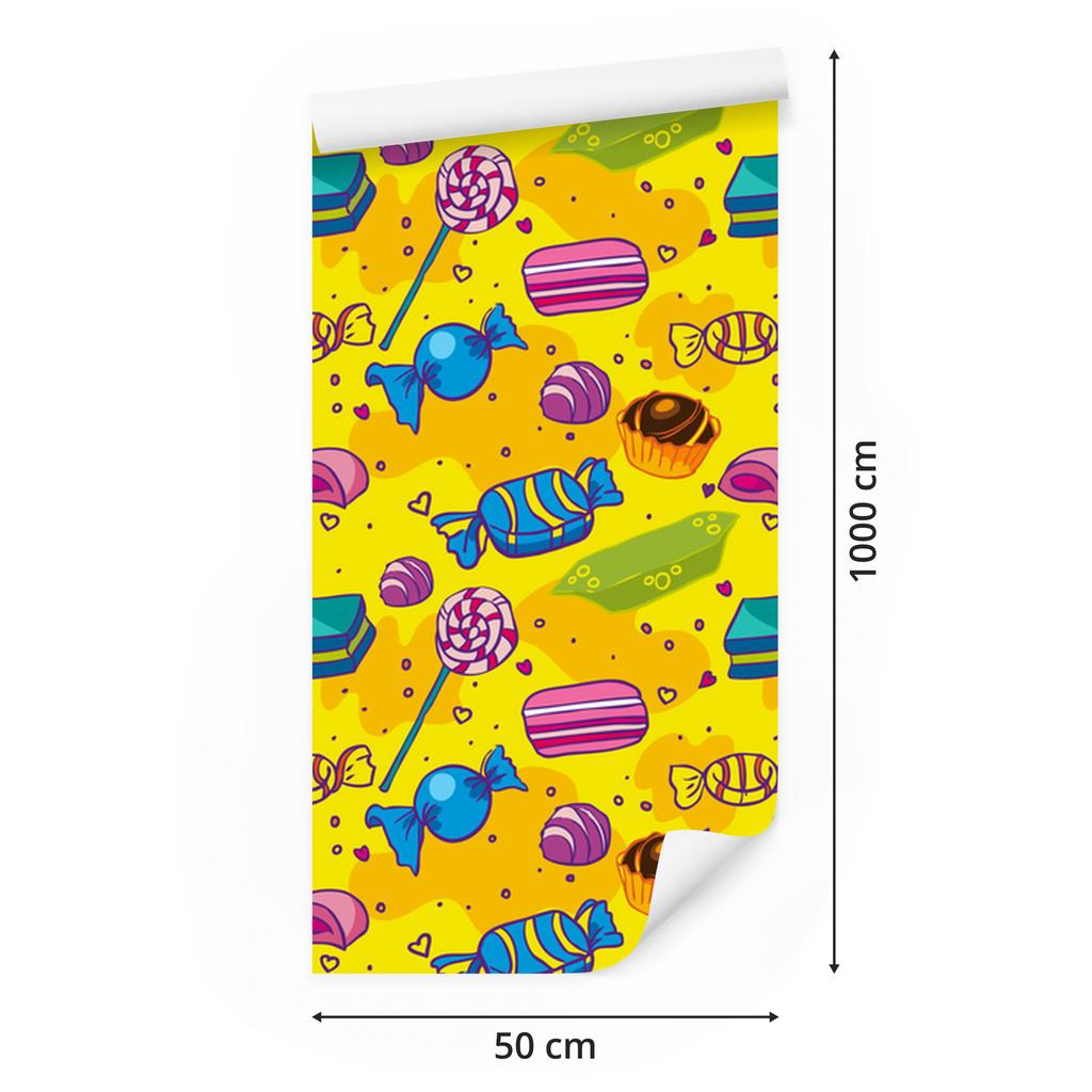 Wallpaper Colorful comic sweets for living room and bedroom 50x1000