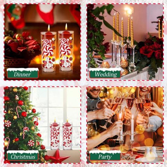 Рождественский набор наполнителей для ваз Плавающие бусины Подсвеченные бусины из искусственного жемчуга Прозрачные водные бусины Рождественские украшения для особых случаев Плавающие свечи