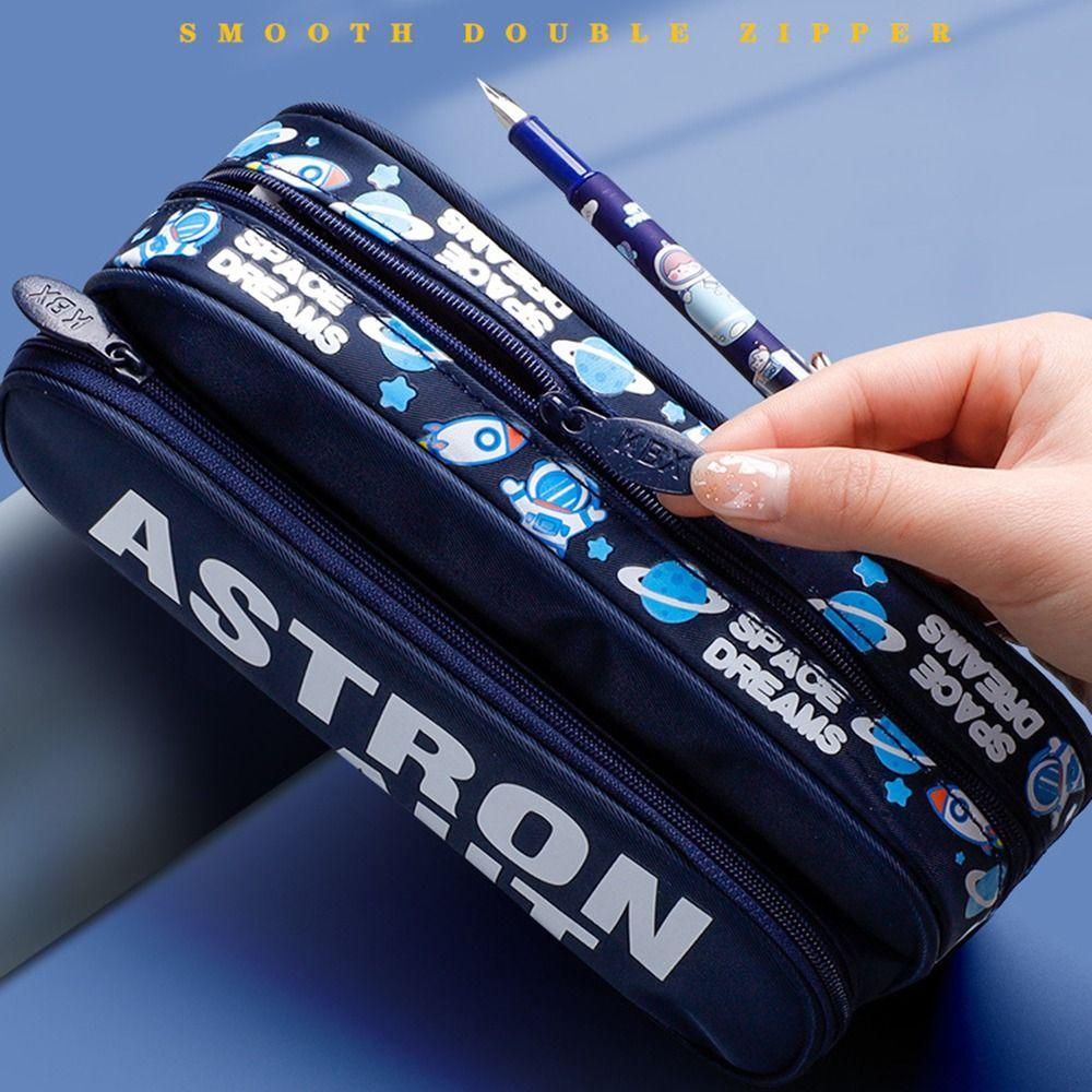 Многофункциональный пенал для хранения ручек большой емкости для студентов, двухслойная сумка для ручек, пенал