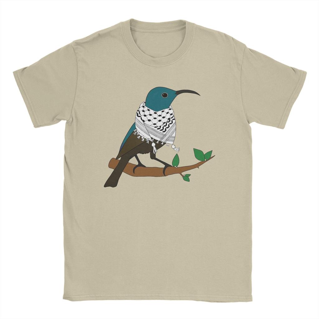 Oversized T Shirt Summer Palestine Sunbird Wearing Keffiyeh Scarf Hip Hop T-Shirts Cotton Tshirt Male Y2K Basic Design Top Tees