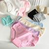 3Pcs/Set Women Cotton Briefs Solid Color Panties Comfortable Mid Rise Underpants Breathable Daily Girls Underwear