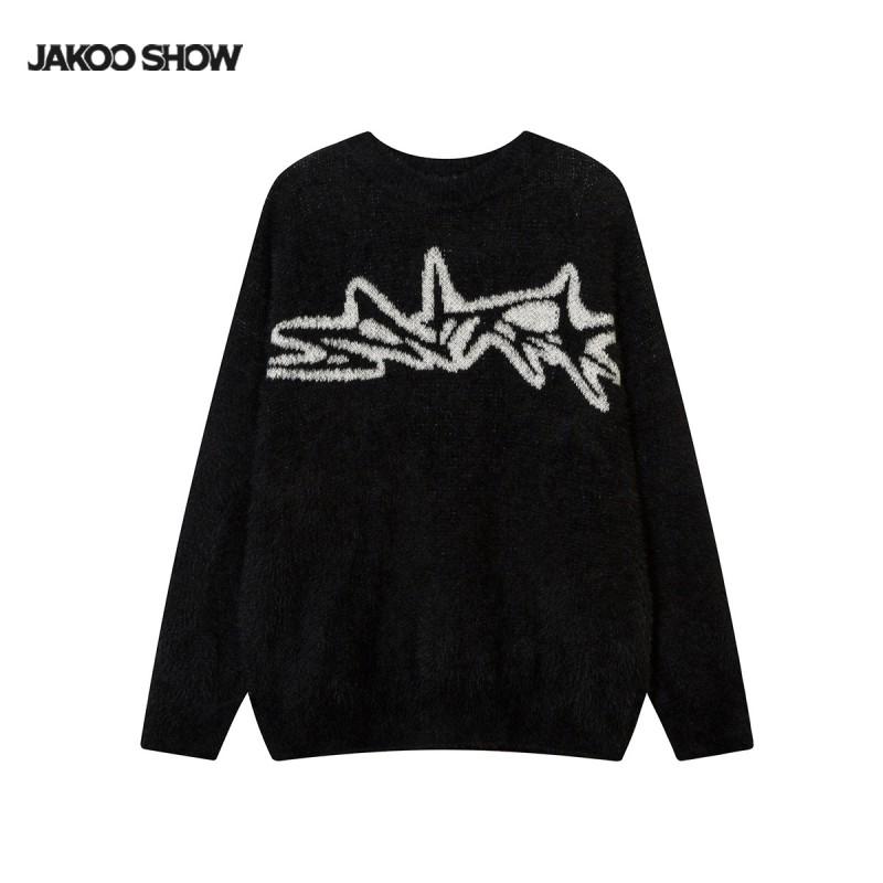 Mens Vintage Deer Fleece Thick Knit Sweater Crew Neck Long Sleeve Winter Warm Base Top