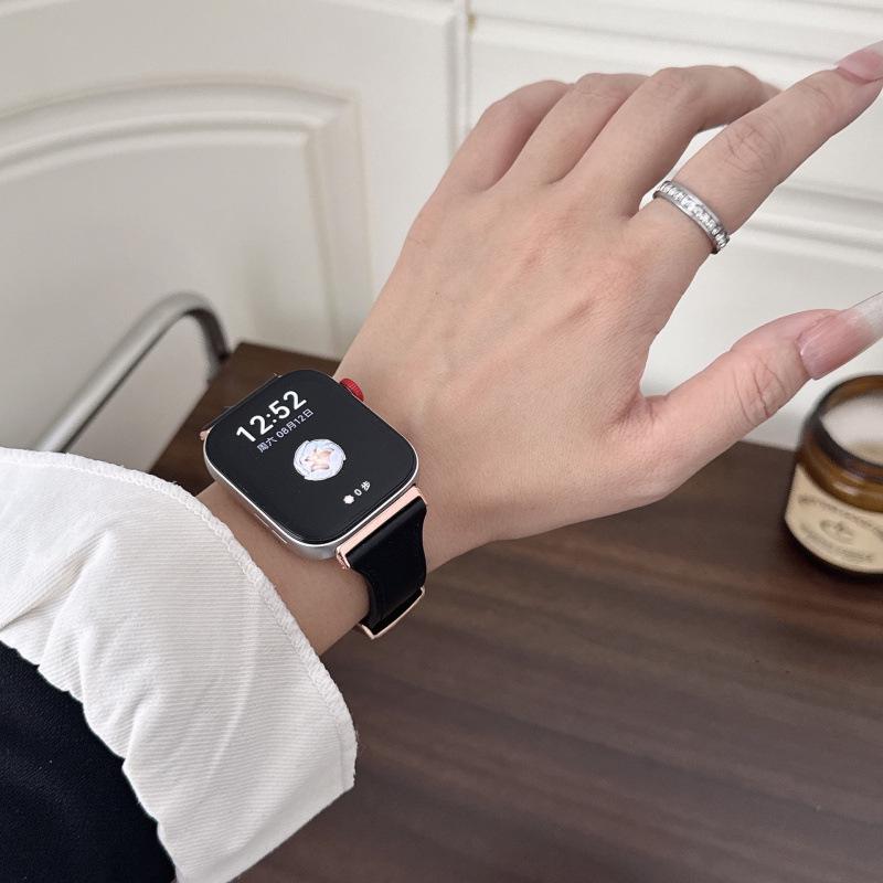 Ремешок из гладкой кожи с пряжкой в форме дня для смарт-часов Huawei FIT3, FIT4 Pro и WatchFit 2