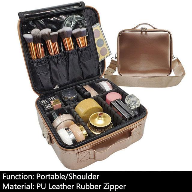 Female Alligator Makeup Case Leather Professional Cosmetic Case Brushes Make Up Suitcase Women Travel Beautician Cosmetics Bag