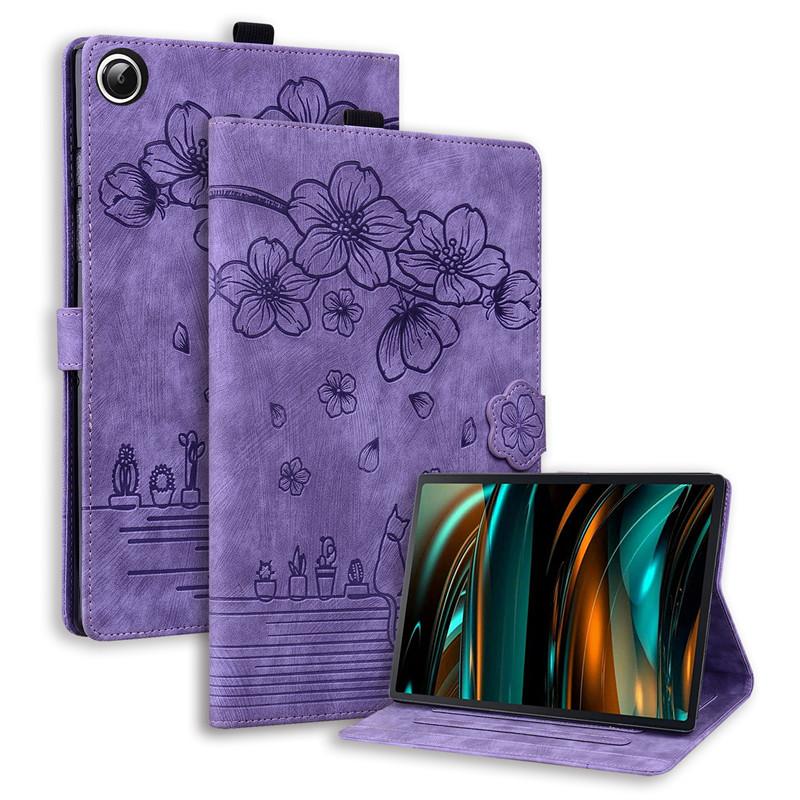 Чехол для Samsung Galaxy Tab A9 Plus 11 дюймов 2023 чехол с тиснением 3D Flower Cat Wallet Stand Cover для Galaxy Tab A9 Plus чехол Funda