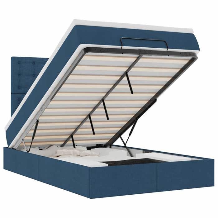 Cadre de lit avec matelas - Maison Exclusive - Ottoman - Bleu 120x190 cm - Rangement hydraulique