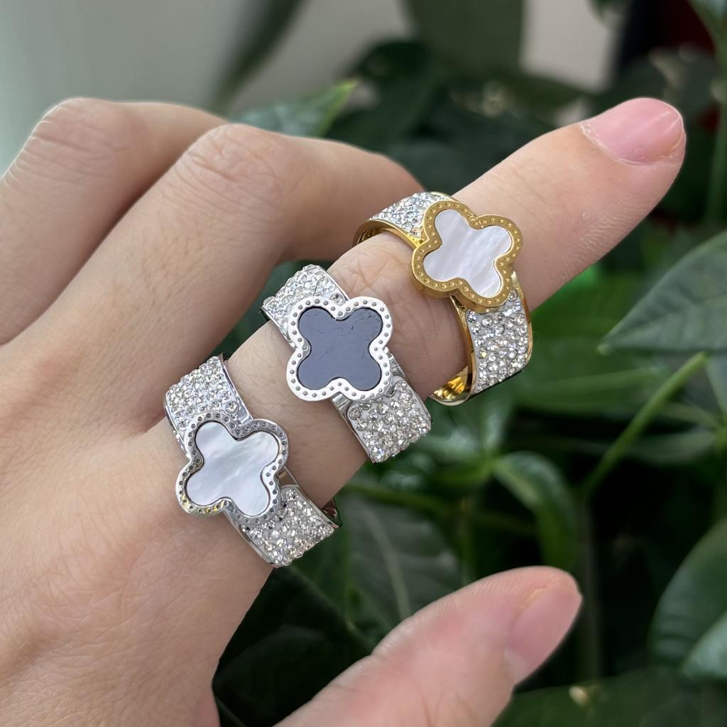 Fashion Classic Versatile Clover Ring Premium Ring Kaleidoscope Fashion Exquisite Tail Ring Pair Ring