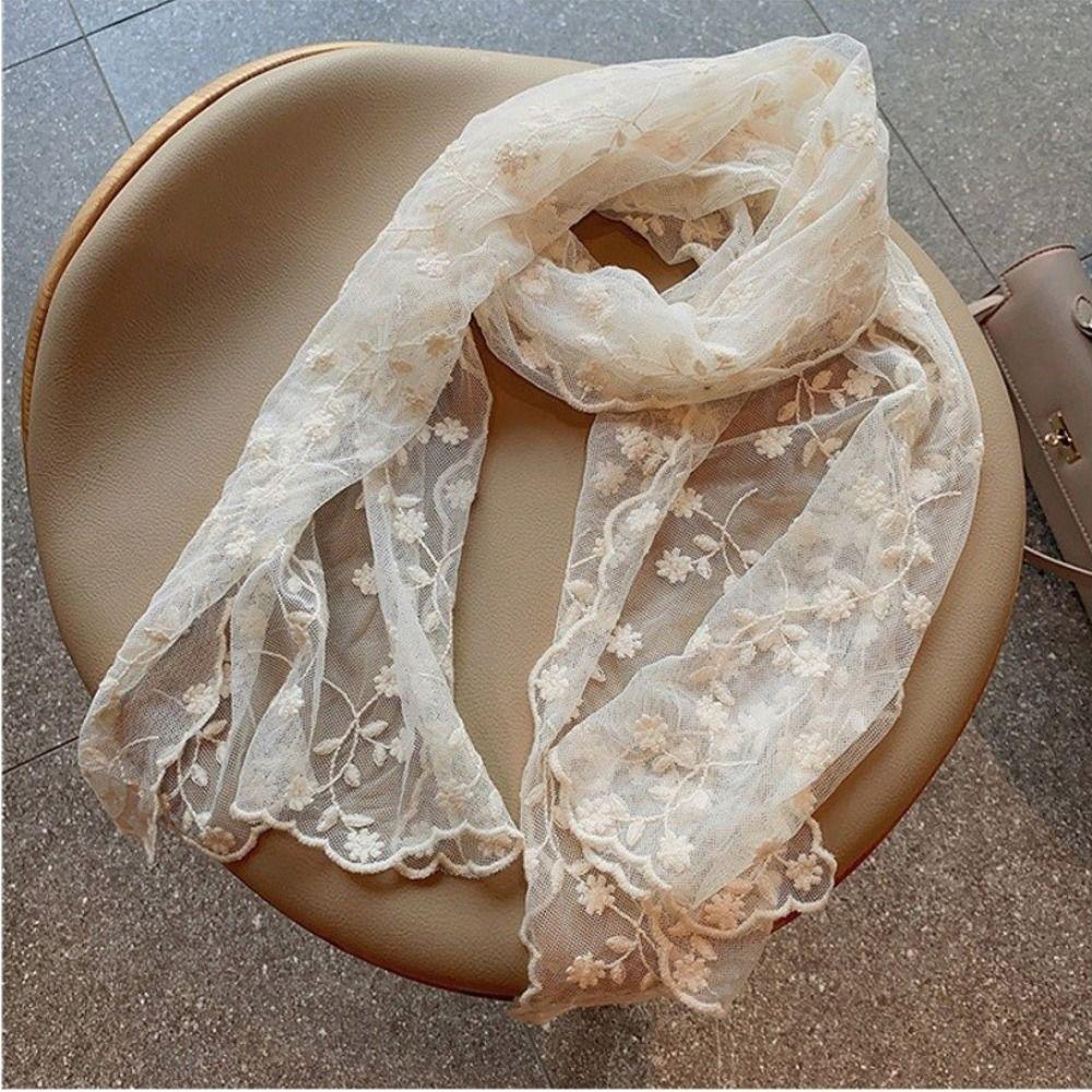 Long Sunscreen Lace Shawl Versatile Female Headscarf Elegant Neck Protection Scarf