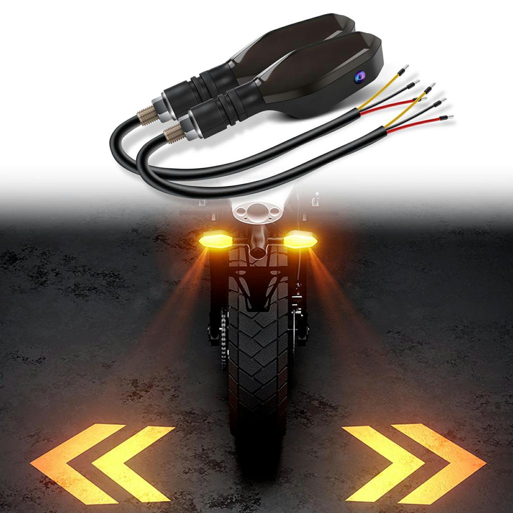 2Pcs Motorcycle LED Projection Turn Signal Light Ground Illumination Warning Lamp for Electric Vehicles