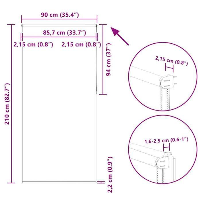 VidaXL Roller Blind Blackout Off-white 90x210cm Fabric Width, Day and Night Blind, Kitchen Blind, Blind 4011698