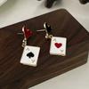 Geometric Asymmetric Heart Alarm Clock Poker Pendant Earrings Fashionable Sweet Versatile Personalized Cartoon Accessories Gifts