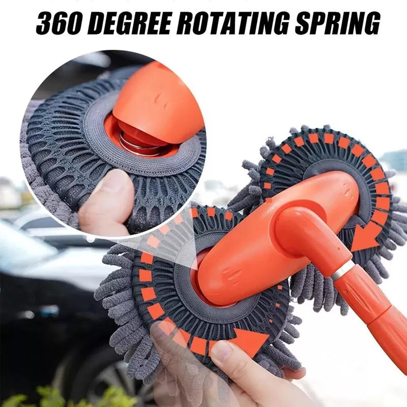Швабра для мытья автомобиля с двойной головкой, вращающаяся на 360°, телескопическая швабра для мытья окон и крыш, S/L