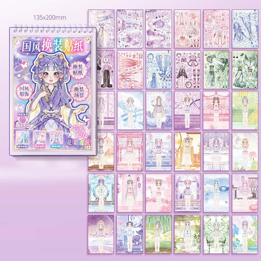 Chinese Style Girl Dress-up Sticker DIY Little Girl Stickers Toy Gifts Cartoon Sticker Book
