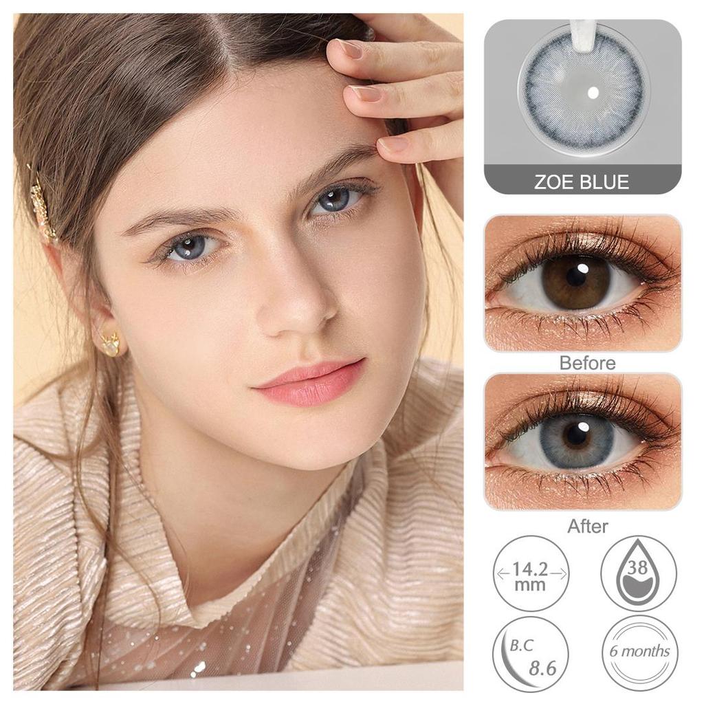 Цветные линзы для глаз Мягкие линзы Цветные контактные линзы для глаз Косметика Синие линзы 1 пара Цветные контактные линзы на 6 месяцев