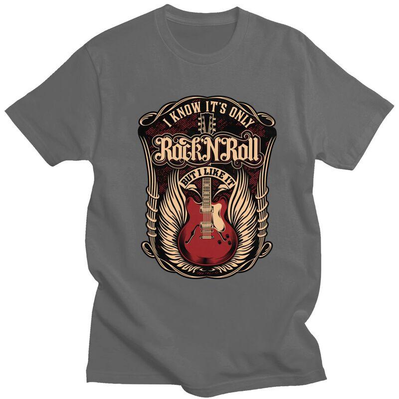 Мужские футболки на заказ Its Only Rock And Roll 100% Хлопок Футболки Хэви-метал Гитара Музыка Футболки с коротким рукавом Повседневная футболка