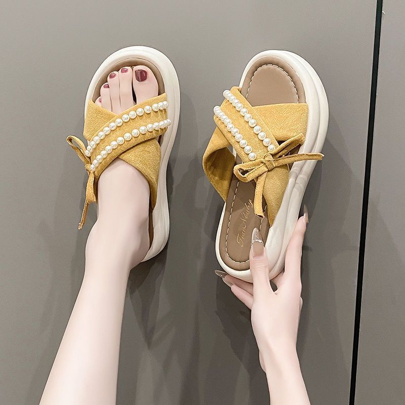 thick-soled fairy style with skirt sandals women's soft-soled sports beach shoes 2025 new slippers women's summer wear