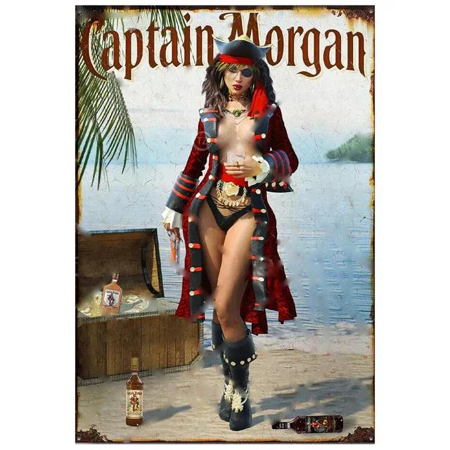 Винтажная металлическая жестяная табличка Captain Morgan Ретро настенный декор для бара, мужской пещеры, гаража Железный постер, табличка xсм