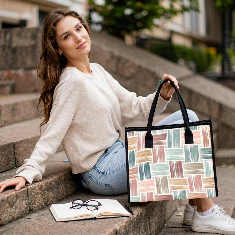 Women Fashion Geometric Pattern Tote Casual Daily Shoulder Bag