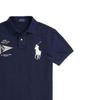 Polo Ralph Lauren FW23 Узор Вышитый Хлопок Рубашка Поло с Коротким Рукавом Мужские Топы Темно-Синий 710910565-001