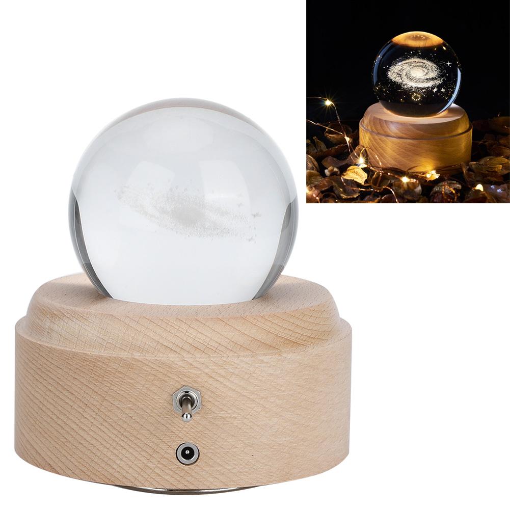 Прозрачный хрустальный шар вращающийся деревянный музыкальный ящик светодиодный ночник для девочек подарок на день рождения Рождество